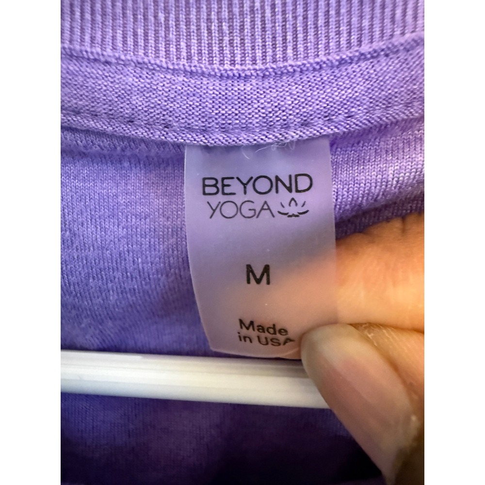 Beyond Yoga Womens Purple Heathered Raglan Long Sleeve Cropped Top Size M USA - Picture 3 of 8